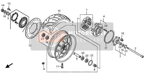 90305MCFD01, Nut, U, 22mm, Honda, 0