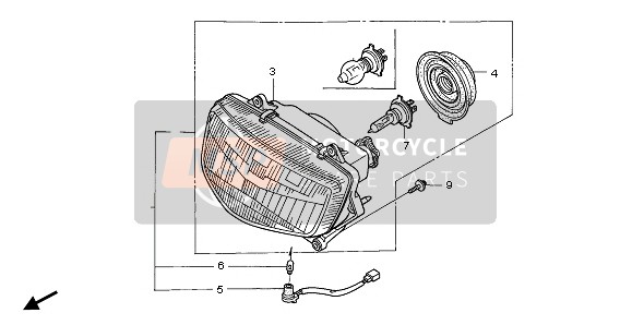 Honda CBR600F 1995 HEADLIGHT (EU) for a 1995 Honda CBR600F