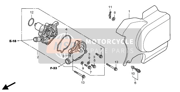 Honda VT750CS 2010 Pompe à eau pour un 2010 Honda VT750CS