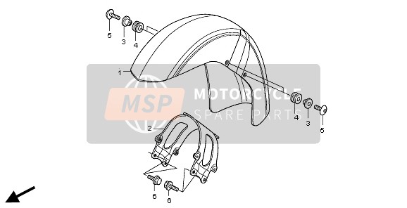 Honda VT750CS 2010 Guardabarros delantero para un 2010 Honda VT750CS