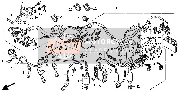 30753MEGH11, Cord, L. Rr. High Tension, Honda, 1