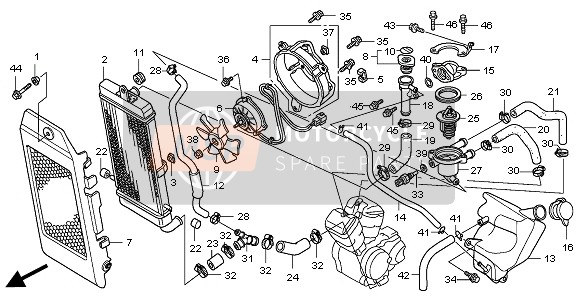 Honda VT750CS 2010 Radiator voor een 2010 Honda VT750CS