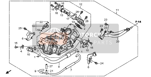 Honda XL125V 2010 Gasklephuis voor een 2010 Honda XL125V