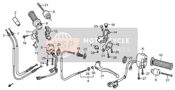 Honda XL125V 2010 Handvat Hendel & Schakelaar & Kabel voor een 2010 Honda XL125V