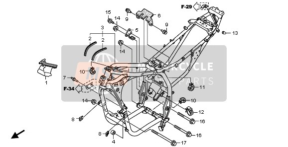 Honda XL125V 2010 Corps du cadre pour un 2010 Honda XL125V