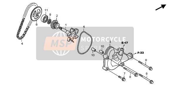 Honda XL1000VA 2010 Bomba de agua para un 2010 Honda XL1000VA