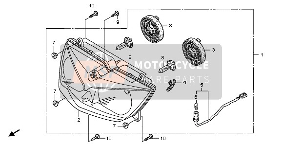 Honda XL1000VA 2010 HEADLIGHT (UK) for a 2010 Honda XL1000VA