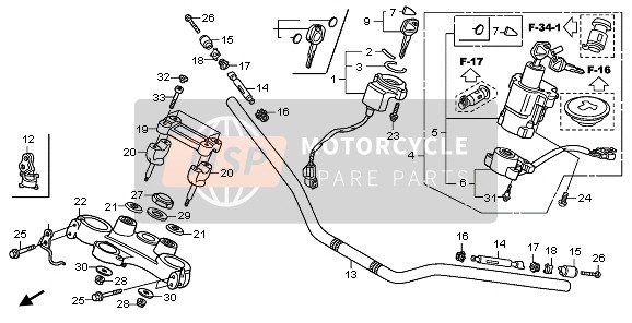 Honda XL1000VA 2010 Tuyau de poignée & Pont supérieur pour un 2010 Honda XL1000VA