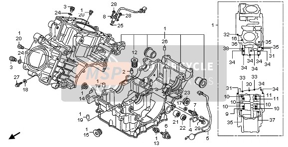 Honda XL1000V 2010 CRANKCASE for a 2010 Honda XL1000V