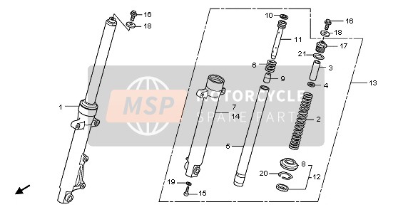 Honda CBF125M 2011 Forcella anteriore per un 2011 Honda CBF125M