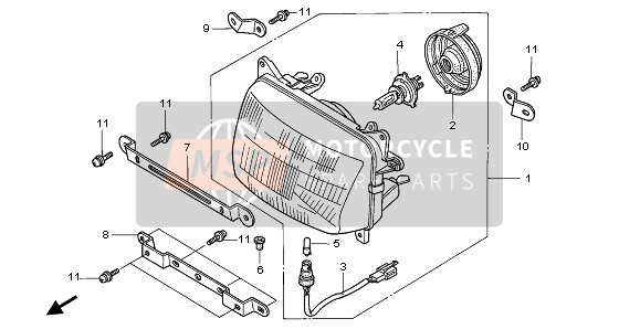 Honda XL600V 1996 Koplamp (EU) voor een 1996 Honda XL600V