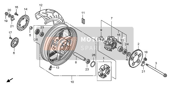 Honda CBF1000FS 2011 REAR WHEEL for a 2011 Honda CBF1000FS