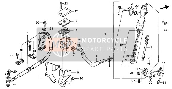 Honda XL600V 1996 Cilindro maestro de freno trasero para un 1996 Honda XL600V