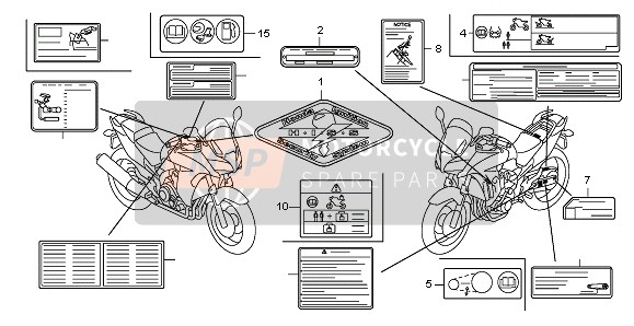 Honda CBF1000FT 2011 CAUTION LABEL for a 2011 Honda CBF1000FT