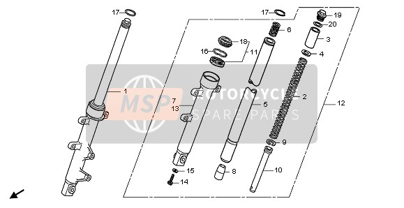 51400KPPT01, Fork Assy., R. Fr. (Showa), Honda, 2