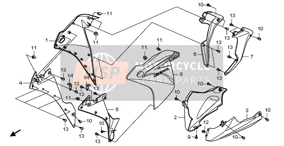 64300KTYH50ZA, Cowl Set, R. Middle (Wl) *TYPE1* (TYPE1 ), Honda, 0