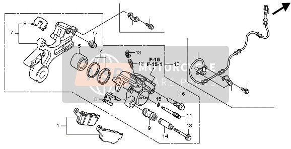 Honda CBR250R 2011 REAR BRAKE CALIPER for a 2011 Honda CBR250R