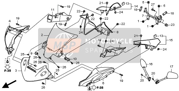 64210KPPT00ZD, Cowl, R. Fr. Si De *PB308P* (PB308P Pearl Spencer Blue), Honda, 0