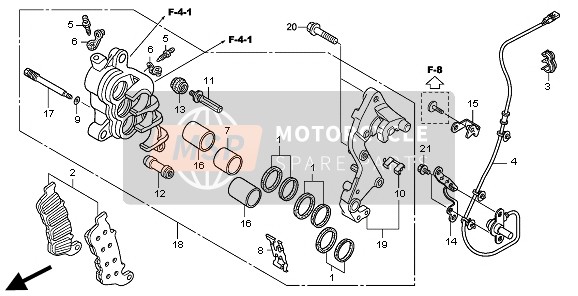 Honda CBR600FA 2011 BREMSSATTEL VORNE RECHTS für ein 2011 Honda CBR600FA