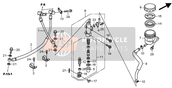 Honda CBR600FA 2011 HAUPTBREMSZYLINDER HINTEN für ein 2011 Honda CBR600FA