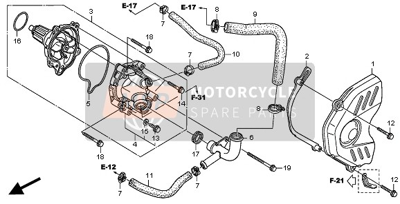 Honda CBR600RA 2011 Waterpomp voor een 2011 Honda CBR600RA