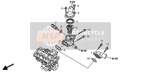 Honda CBR600RR 2011 Thermostat pour un 2011 Honda CBR600RR