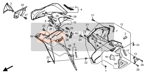 Honda CBR600RR 2011 Capot inférieur (R.) pour un 2011 Honda CBR600RR