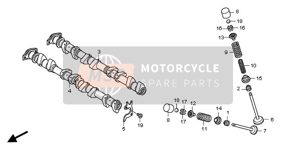 Honda CBR1000RA 2011 Albero A Camme & Valvola per un 2011 Honda CBR1000RA