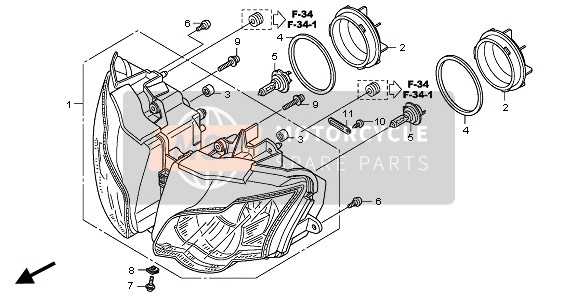 Honda CBR1000RA 2011 SCHEINWERFER für ein 2011 Honda CBR1000RA