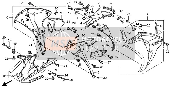 Honda CBR1000RA 2011 MIDDLE COWL for a 2011 Honda CBR1000RA