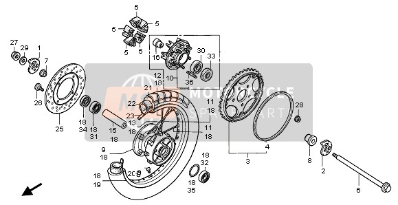 Honda XRV750 1996 REAR WHEEL for a 1996 Honda XRV750