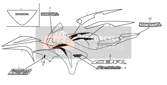 Honda CBR1000RR 2011 STRIPE & MARK for a 2011 Honda CBR1000RR