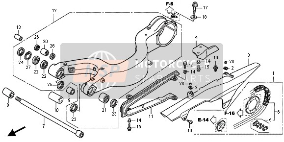 90655MGY640, Clip, Chain Case, Honda, 0