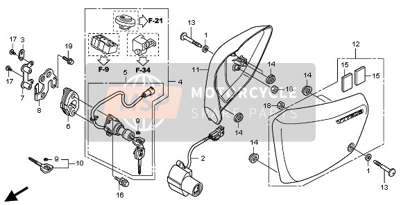 Honda VT750S 2011 Coperchio laterale per un 2011 Honda VT750S