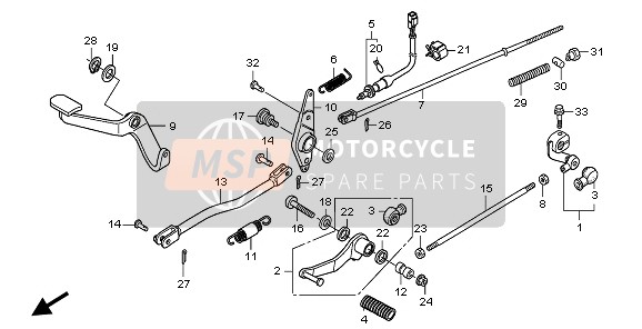 Honda VT750S 2011 Pedale per un 2011 Honda VT750S