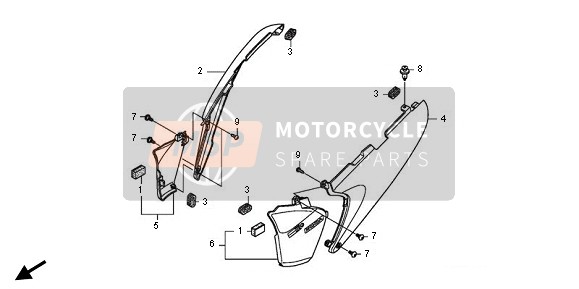 Honda XL700VA 2011 Cubierta lateral para un 2011 Honda XL700VA