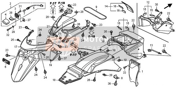 Honda XL700VA 2011 REAR FENDER for a 2011 Honda XL700VA