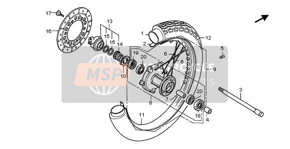 Honda CA125 1997 Ruota anteriore per un 1997 Honda CA125