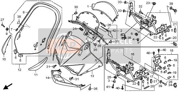 Honda XL1000VA 2011 Carenatura superiore per un 2011 Honda XL1000VA