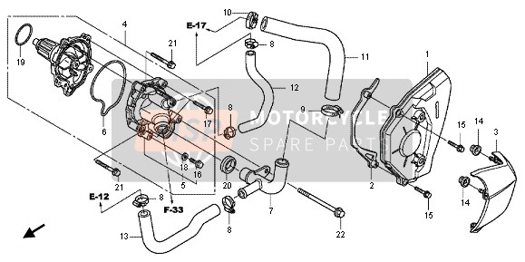 Honda CB600F 2012 Bomba de agua para un 2012 Honda CB600F