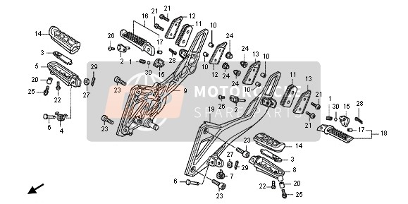 50750MFGD01ZE, PORTE-REPOSE-PIEDS Princi, Honda, 0