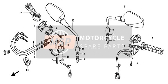 Honda CB1000RA 2012 SWITCH & CABLE & MIRROR for a 2012 Honda CB1000RA