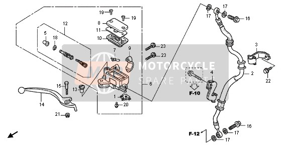 Honda CBR125R 2012 FR. Cilindro maestro del freno para un 2012 Honda CBR125R