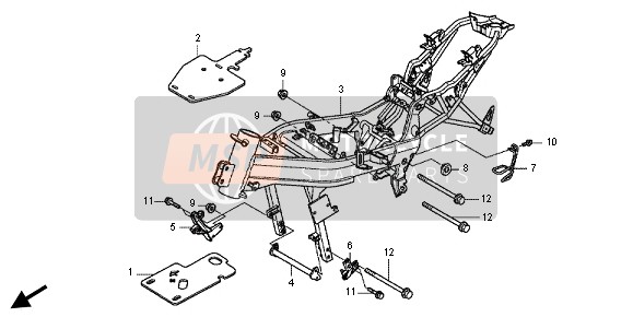 50160KPPT00ZC, Plate, R. Fr. Engine Hanger Lower *NH364M* (NH364M Sheen Silver Metallic), Honda, 0