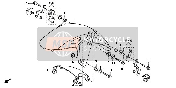 Honda CBR125RT 2012 Parafango anteriore per un 2012 Honda CBR125RT