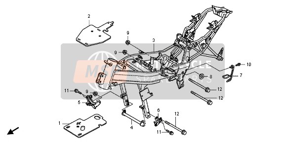 Honda CBR125RT 2012 Frame voor een 2012 Honda CBR125RT