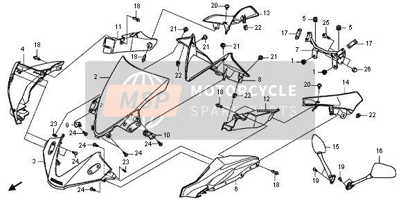 Honda CBR125RT 2012 Capot supérieur pour un 2012 Honda CBR125RT