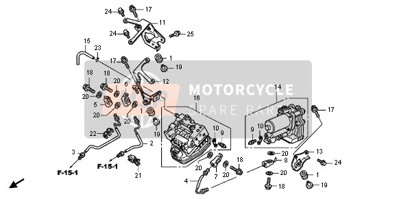 Honda CBR1000RA 2012 Unité d'alimentation arrière & Unité de valve arrière pour un 2012 Honda CBR1000RA