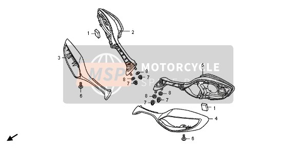 Honda CBR1000RR 2012 Achterspiegel voor een 2012 Honda CBR1000RR