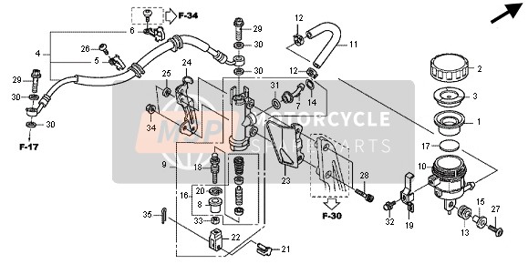 Honda CBR1000RR 2012 REAR BRAKE MASTER CYLINDER for a 2012 Honda CBR1000RR